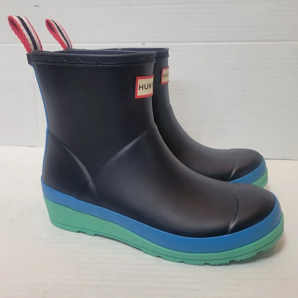 NEW Hunter Original Play Short Rain Boots Womens Sz 5 Youth Big Kid 3 Blue Green